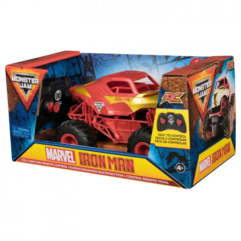 Detaillierte Verarbeitung des ikonischen rot-goldenen Monster Trucks.