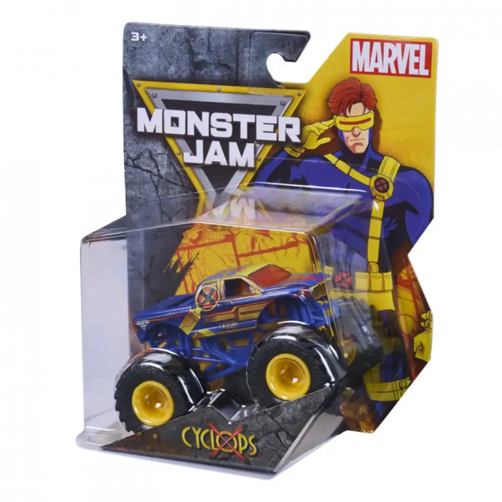 Erlebe epische Monstertruck-Kämpfe im Marvel-Stil.