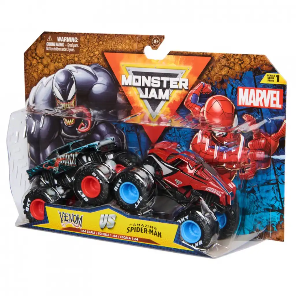Entfessle grenzenlosen Spaß mit den legendären Marvel-Trucks.