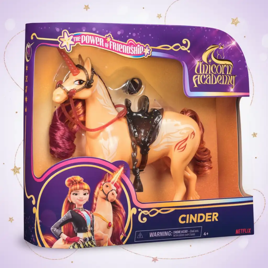Detailreich gestaltetes Einhorn Cinder mit metallischen Fire Magic-Elementen.