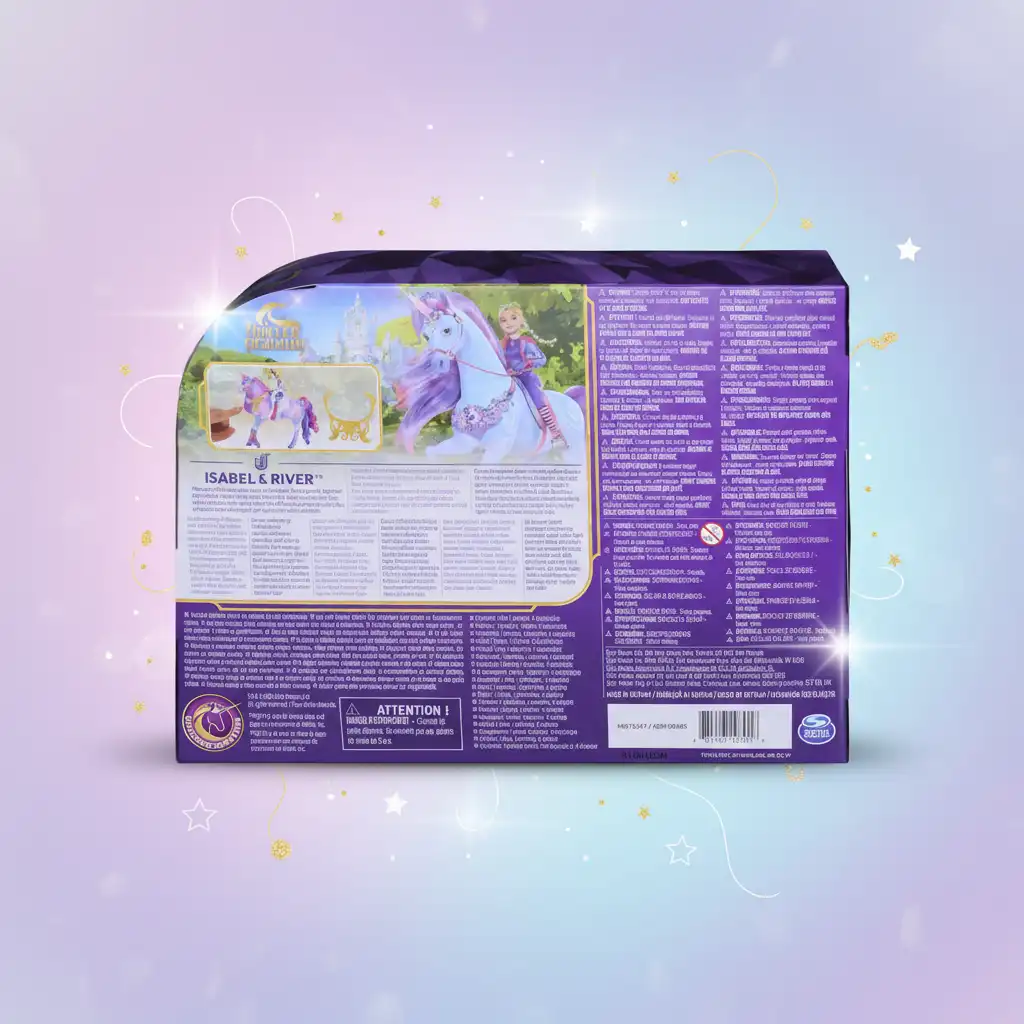 Detailgetreu gestaltete Isabel-Puppe und ihr leuchtendes Einhorn River.