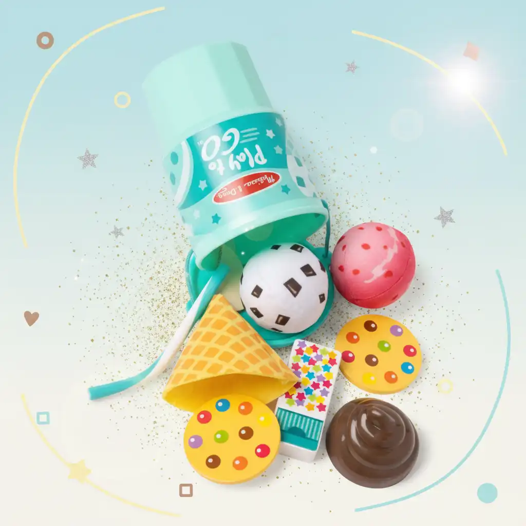 Der praktische Becher sorgt für leichtes Aufräumen und Transportieren des Sets.